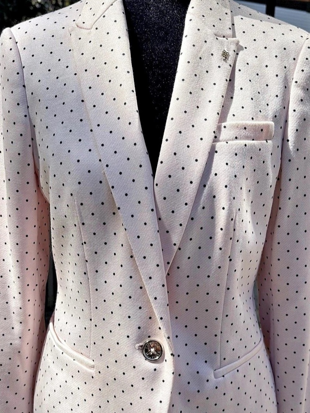 Tommy Hilfiger Polka Dot Blazer in Pink & Black Size 6 Like New
